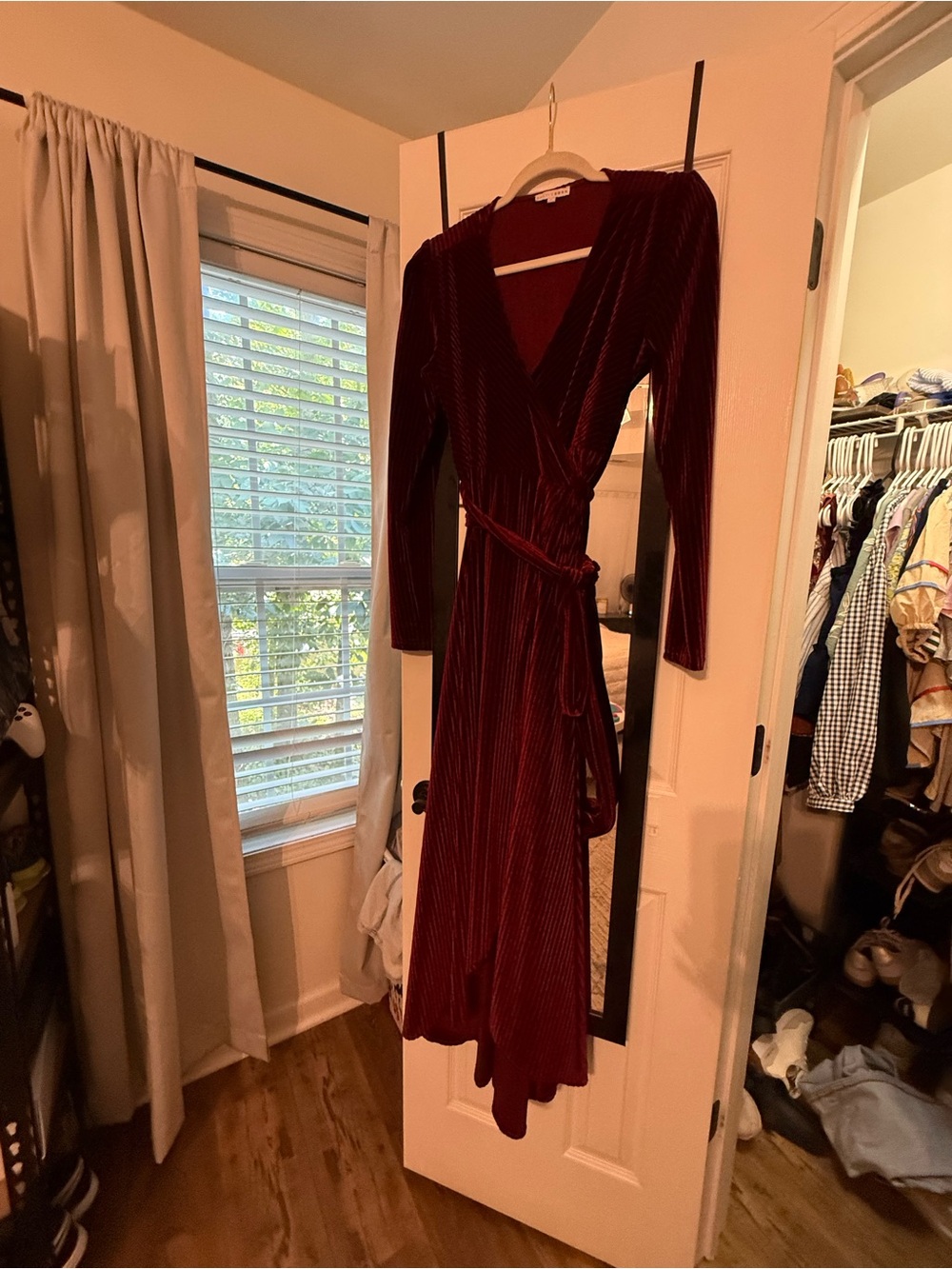 Baltic Born Velvet Wrap Maxi Dress in Wine Red